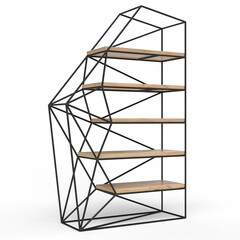 Loft style shelving unit made of metal and wooden shelves for accessories