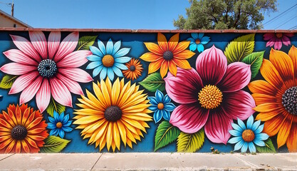 Fototapeta premium Vibrant cinco de mayo floral mural celebrating mexican culture with colorful blooms and festive atmosphere