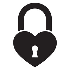 Secure Heart Love Padlock Icon Symbol Vector Graphic Design Element