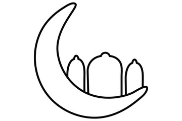 
Moon Continuous one line art drawing  of outline line vector illustration 
