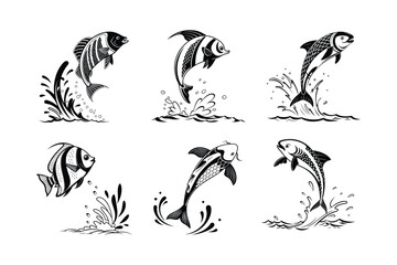 Firetail Butterflyfish silhouette vector illustration