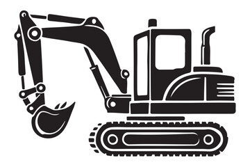 Excavator Silhouette Illustration Heavy Machinery Construction Vehicle Equipment