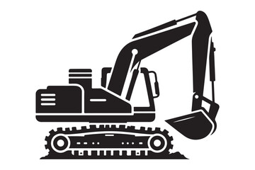 Simple Construction Excavator Silhouette Vector for Business Branding Use