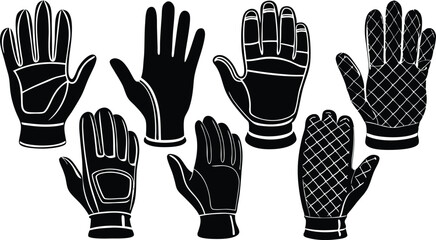 Protective Gloves Silhouette Vector Set