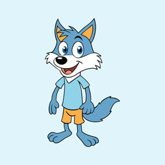 Vector illustration of funny wolf cartoon