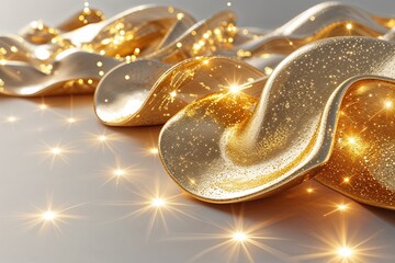 Obraz premium Contemporary Gold Artwork with Brilliant Sparkles and Smooth Texture for Promotional and Corporate Use