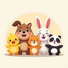 Naklejka premium Adorable cartoon animal friends illustration perfect 