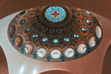Stained Glass Dome Ceiling in Church