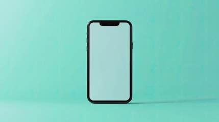 Premium smartphone mockup with a blank display, positioned vertically on a clean pastel green background.