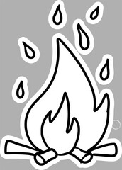 Hand-Drawn Campfire, Black and White Sketch