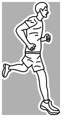 Minimalist Running Doodle, Black and White Handmade Art