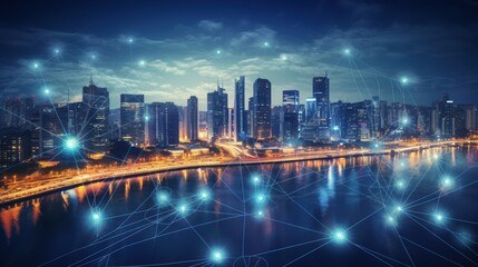 Fototapeta premium 5G, 6G, Big data wireless network, high speed internet, cloud computing or connect diagram technology, Data storage, service, synchronize, online, financial, Connectivity global, smart city, Gen AI