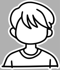 Minimalist Faceless Cartoon Portrait, Handmade Line Art