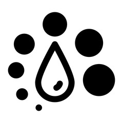 icon of an oil droplet surrounded by small dots symbolizing fats oil particles or liquid nutrients.