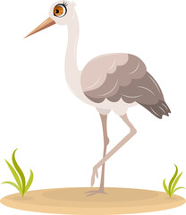 Cute zoo. Vector birds. Cute heron. Vector animals collection. Children's flat vector illustrations.