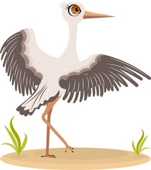 Cute zoo. Vector birds. Cute stork. Vector animals collection. Children's flat vector illustrations.