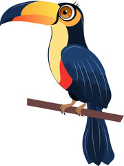 Cute zoo. Vector birds. Cute toucan. Vector animals collection. Children's flat vector illustrations.