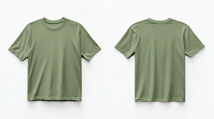 Green t-shirt mockup front and back template on white background