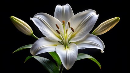 Fototapeta premium White Lily Bloom with Buds