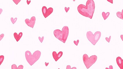 Delicate watercolor hearts on white background for romantic designs