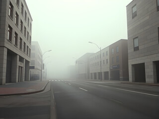 Fototapeta premium empty foggy street, liminal space, 3d render