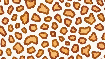 Abstract Pattern of Brown Shapes on a White Background