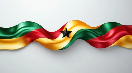 Fototapeta premium A Vibrant Display of the Ghanaian Flag Elegantly Flowing in the Breeze with Rich Colors