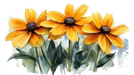 Obraz premium black eyed susan clipart watercolor illustration watercolor style digital design illustration