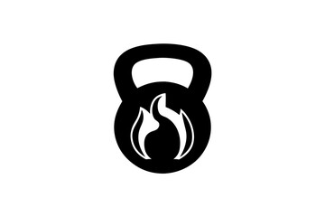 creative unique black gainsfuel a kettlebell with fire