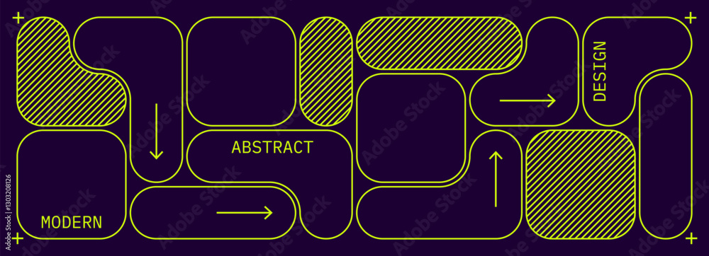Poster Abstract Background with Geometric Shapes Pattern. Vector Y2K Bento Grid Design. Blob Template UI Graphic