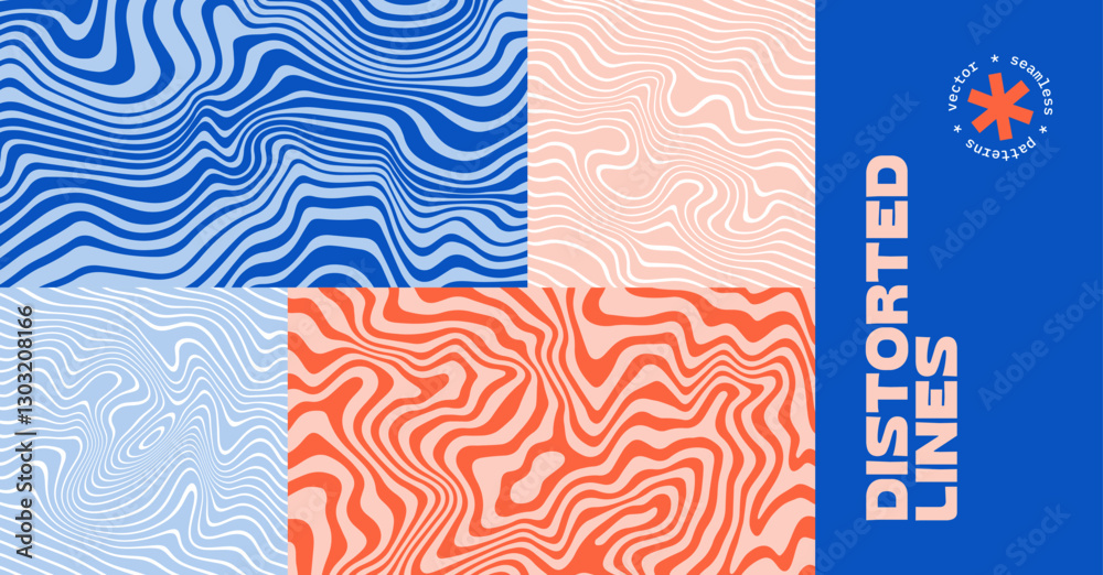 Leinwandbilder abstract wavy seamless patterns. vector backgrounds with lines and waves. groovy marble texture. swi