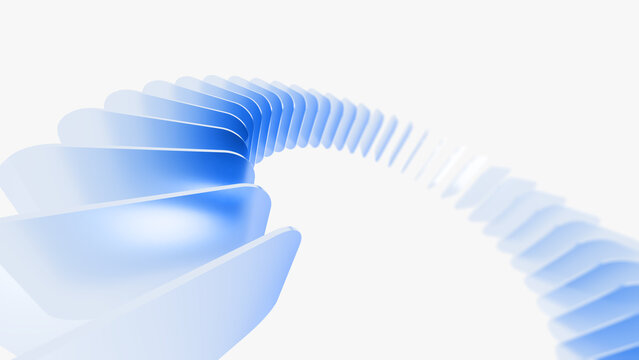 Abstract blue round shape, gradient layers, glass