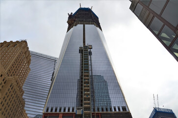 Skyscraper WTC in New York  Under Construction with Glass Facade in ca 2010