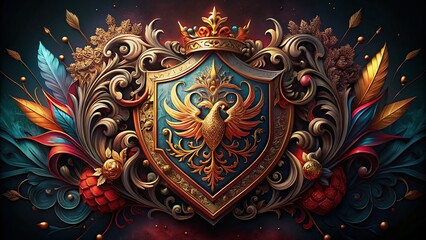Fototapeta premium Vintage Flourish Crest: Royal Calligraphic Floral Emblem Design