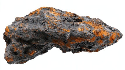 Isolated rock, natural formation, white background