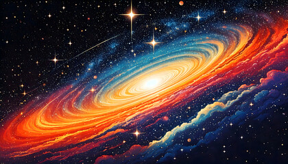 Vibrant Spiral Galaxy in Deep Space

