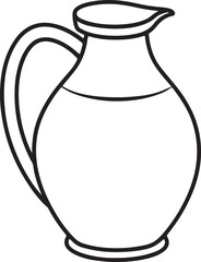 jug line art, black outline, vector and illustration, coloring book page line art drawing