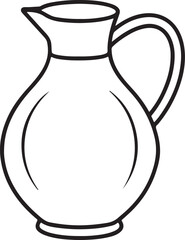 jug line art, black outline, vector and illustration, coloring book page line art drawing