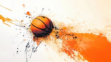 Dynamic Basketball Splash Art: Orange Burst Abstract Background