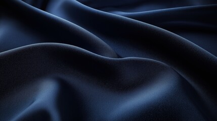 Luxurious dark navy blue satin fabric with smooth flowing folds