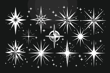 Glow isolated white transparent light effect set, lens flare, explosion, glitter, line, sun flash, spark and stars
