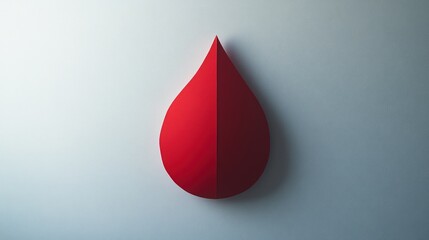 Fototapeta premium Red paper drop shape on white background.