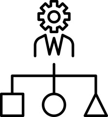 Abstract figure with gear and geometric shapes line icon