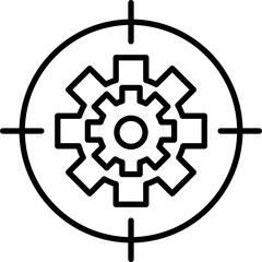 Target symbol with gear icon line icon