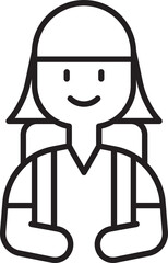 Backpacker with a friendly smile line icon