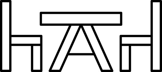 Naklejka premium Minimalist table and chairs illustration line icon
