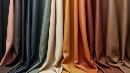 Elegant Earth-Toned Leather Swatches Arranged in Studio Display