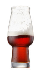 Half full glass of beer isolated on white