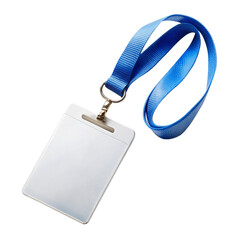 Fototapeta premium Blank ID card with ribbon isolated on white background 