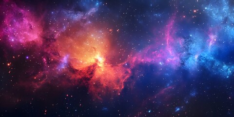Obraz premium Colorful space galaxy nebula with stars and supernova, a cosmic astronomy background wallpaper.